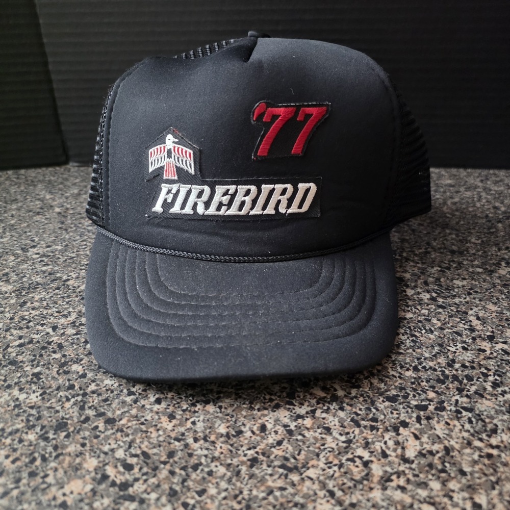 VTG Headmost Firebird '77 Rope Trucker Hat‎ Black Mesh Snapback Made in Taiwan